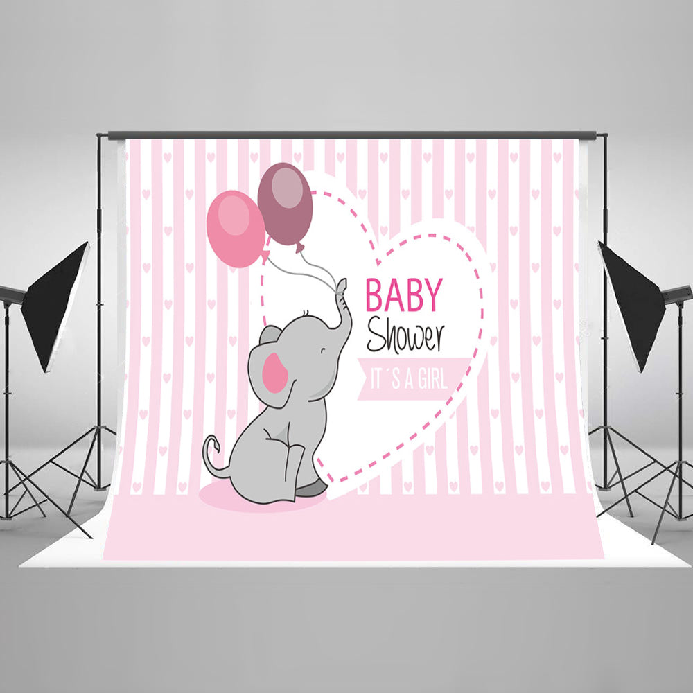 Chiefbackdrop™ Pink Flying Elephant Baby Shower Backdrop Children Photo