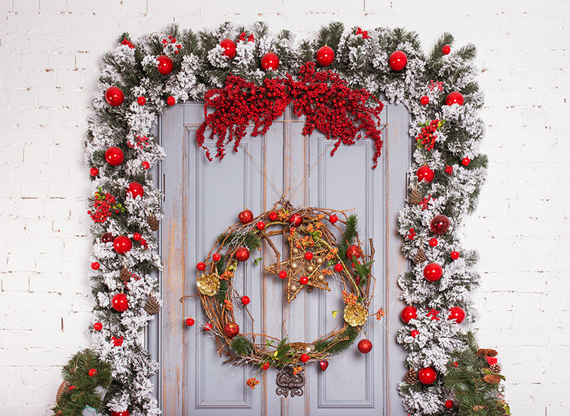 Chiefbackdrop™ Christmas Ornaments Decorated Door Festival Backdrops G-1199