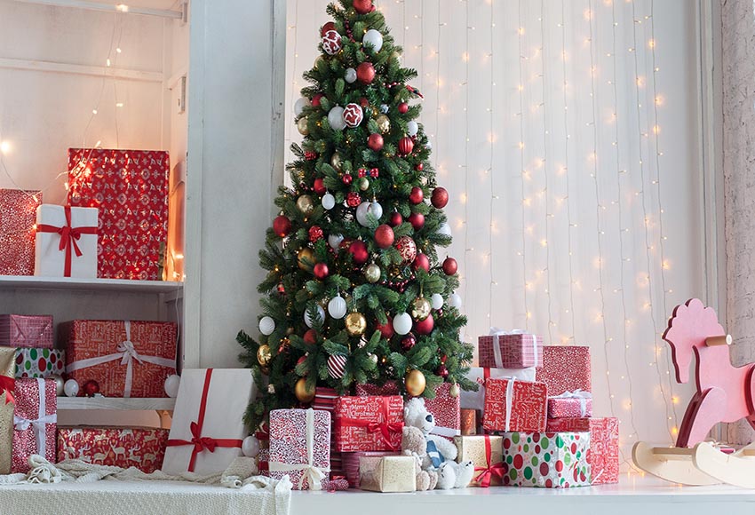 Chiefbackdrop™ Exquisite Christmas Tree with Present Boxes Background Festival Portrait Backdrops