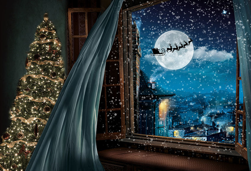 Chiefbackdrop™ Fairy Tale World Santa’s Sleigh Backdrop for Christmas