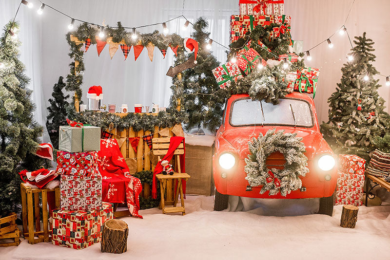 Chiefbackdrop™ Gift Car and Christmas Tree Indoor Decoration Background G-1188