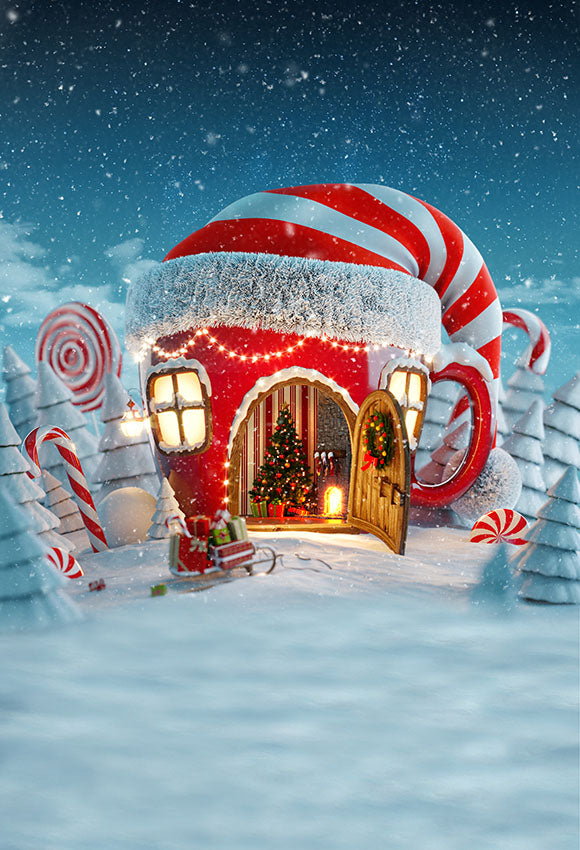 Chiefbackdrop™ Gigantic Cup House Fairy Tale Snow World Background Christmas Backdrop for Children
