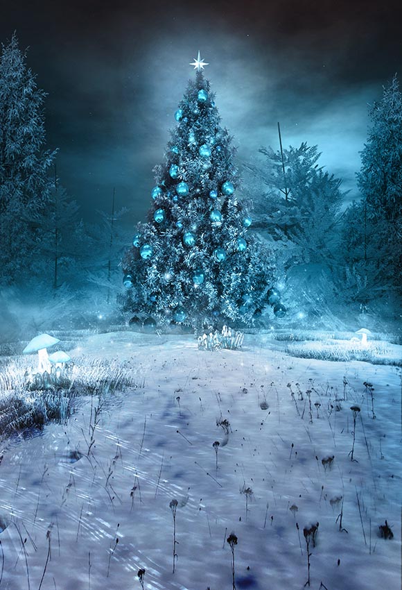 Chiefbackdrop™ Mysterious Christmas Tree Background Snow Scene Backdrops