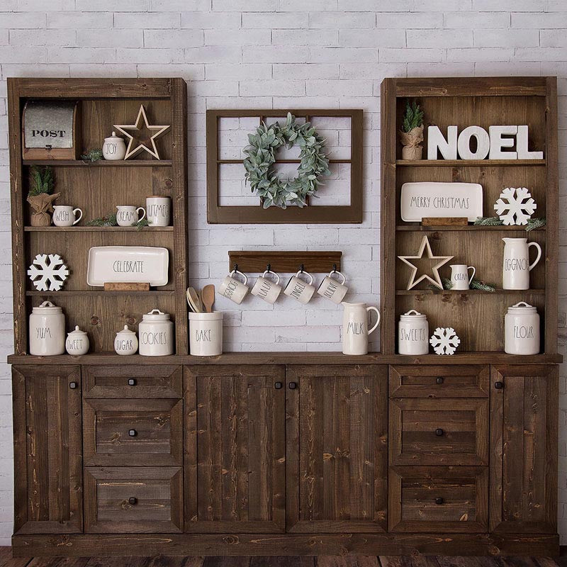 Chiefbackdrop™ White Cup Wood Closet Background Christmas Backdropd G-1184