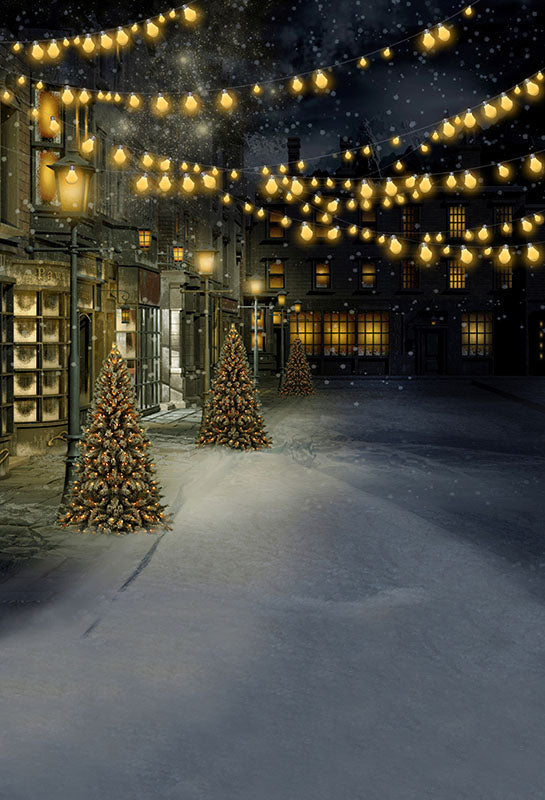 Chiefbackdrop™ the Silent Streets Decorated with Christmas Background