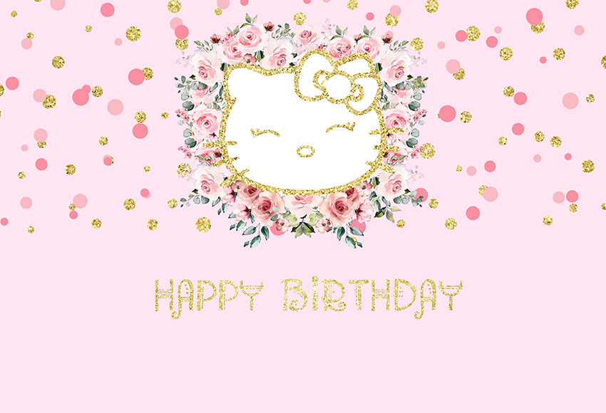 Chiefbackdrop™ Cute Hello Kitty Background Pink Backdrops for Birthday Ideas