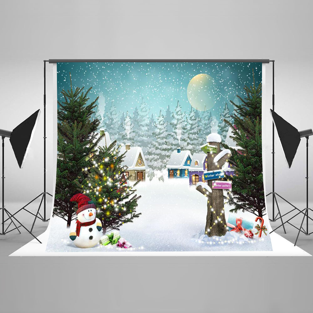 Chiefbackdrop™ Cartoon Christmas Ourdoor Snowfield Background