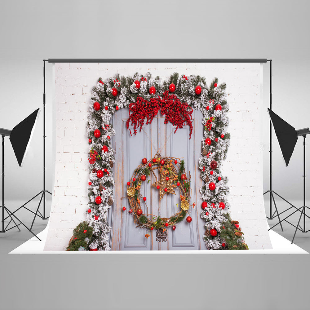 Chiefbackdrop™ Christmas Ornaments Decorated Door Festival Backdrops