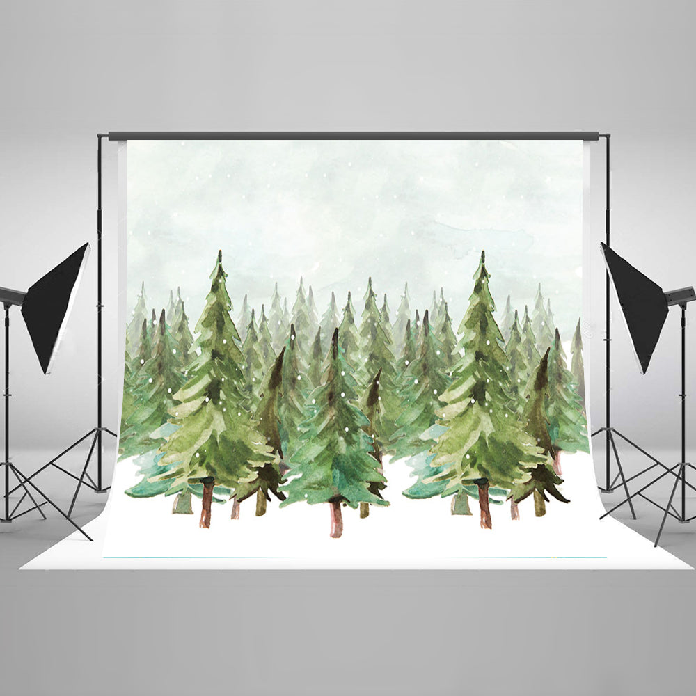 Chiefbackdrop™ Snow Forest Oil Painting Background Portrait Backdrops