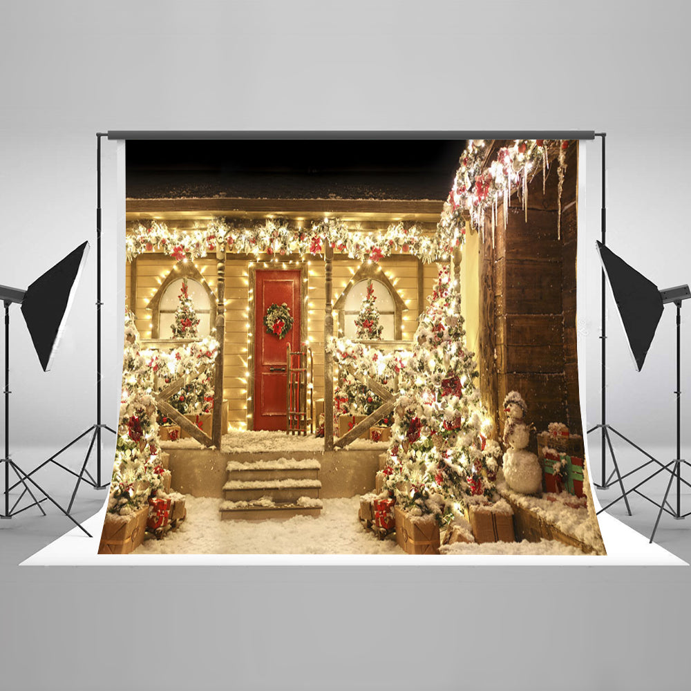 Chiefbackdrop™ Glittering Christmas House Background Photography Backdrops