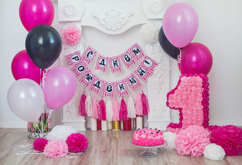 Chiefbackdrop™ Pink Balloon And Cake Background Photography Backdrops For Children