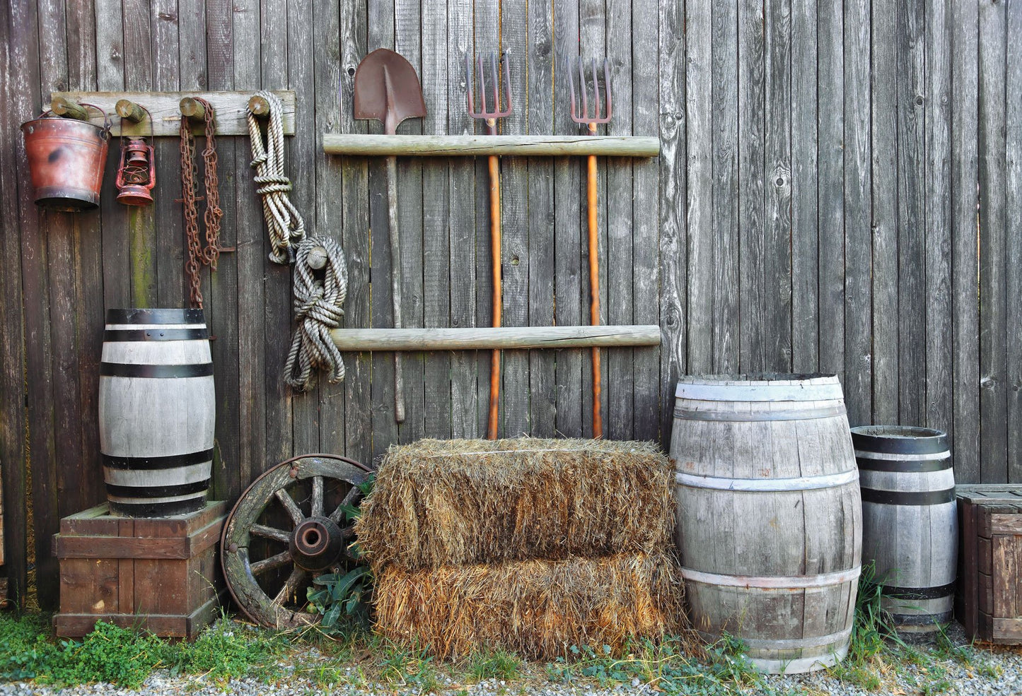 Backyard Fence Background Wood Backdrop Place For Farming Tools | Chiefbackdrop