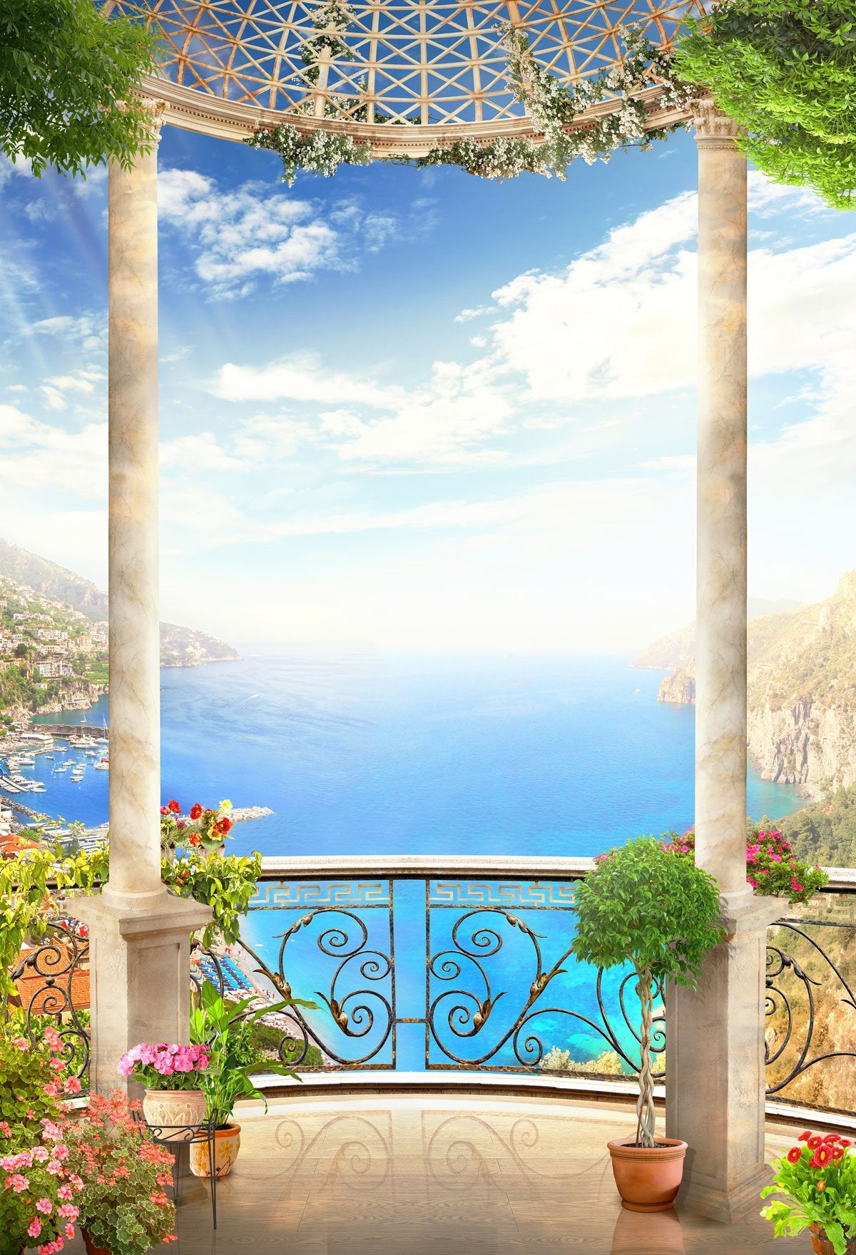 Balcony Garden Background Scenic Backdrop For Photography | Chiefbackdrop