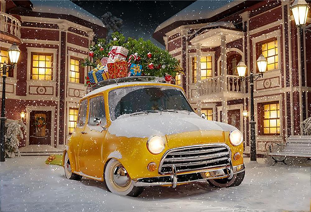 Chiefbackdrop™ Car With Snow Scene Christmas Backdrops