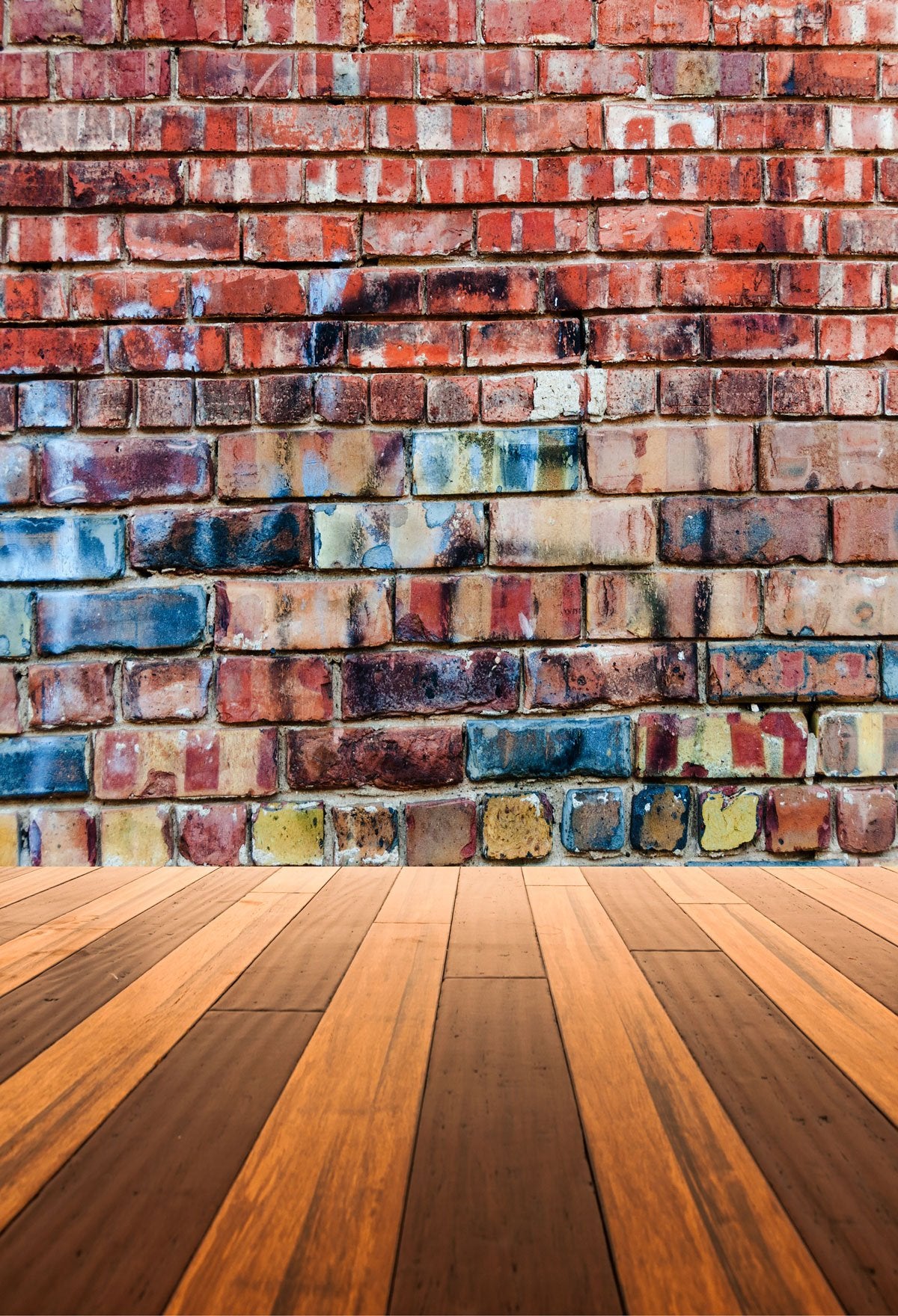 Graffiti Brick Wall Backdrop With Floor Portrait Backdrops Photography Backdrops | Chiefbackdrop