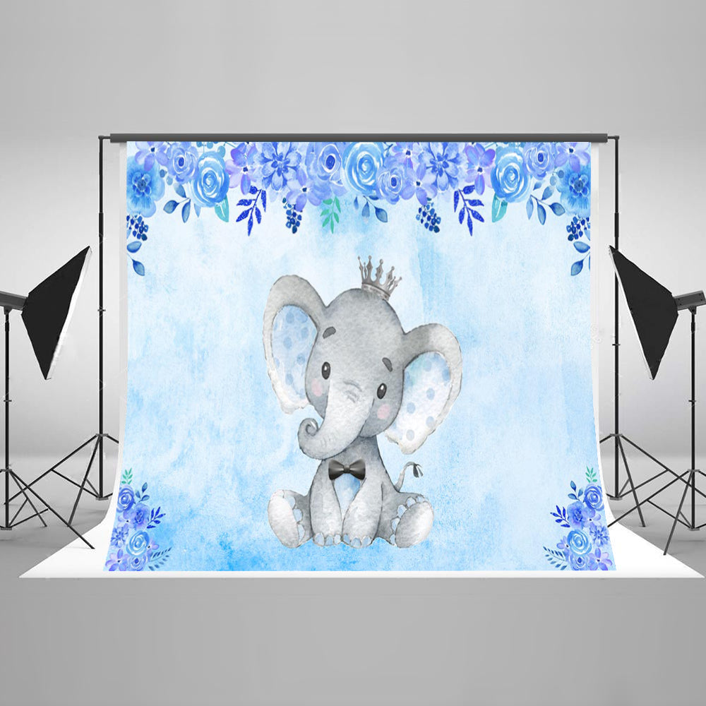 Elephant Princess Baby Shower Backdrop Girl