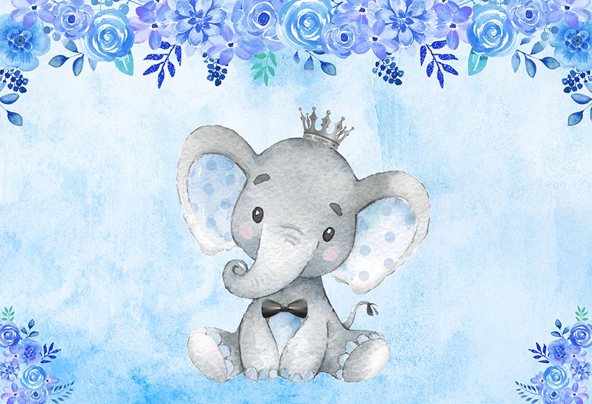 Elephant Princess Baby Shower Backdrop Girl