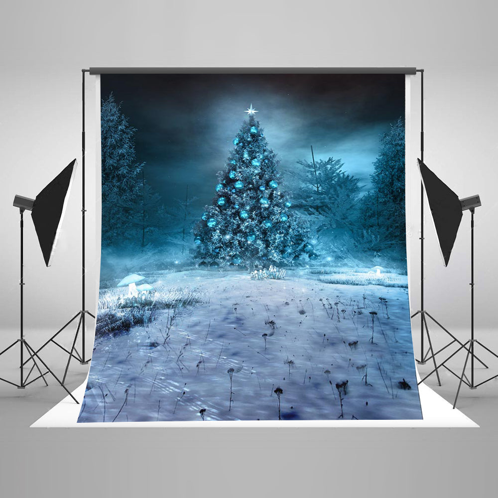 Chiefbackdrop™ Mysterious Christmas Tree Background Snow Scene Backdrops