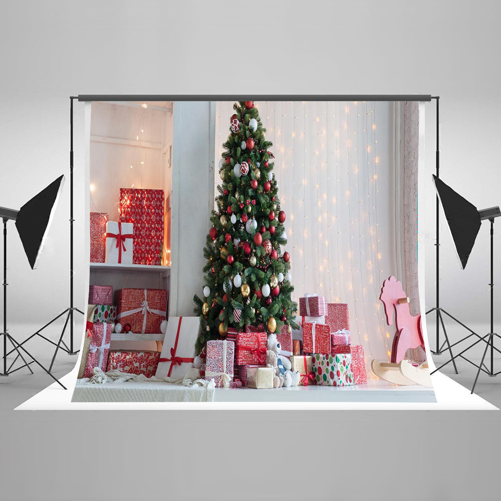 Chiefbackdrop™ Exquisite Christmas Tree with Present Boxes Background Festival Portrait Backdrops