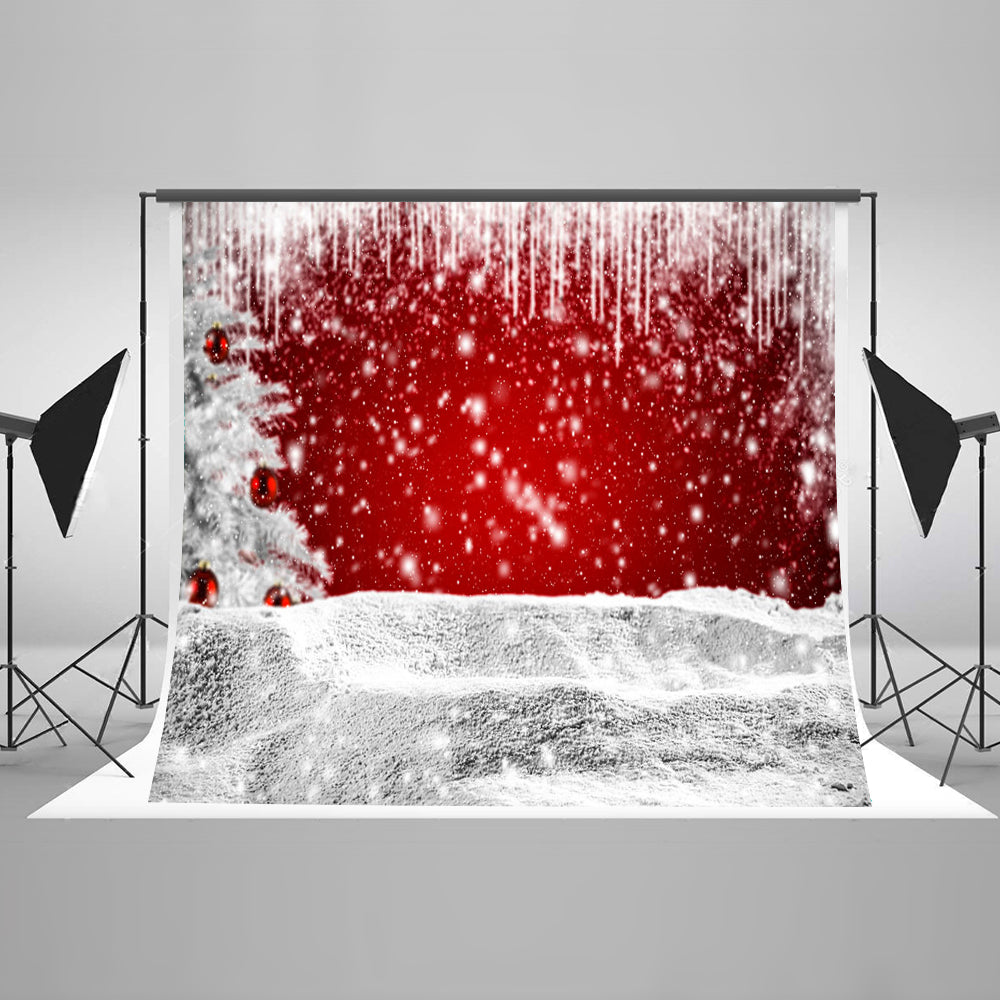 Chiefbackdrop™ Bokeh Ice and Snow Background Christmas Red Backdrops for Portrait