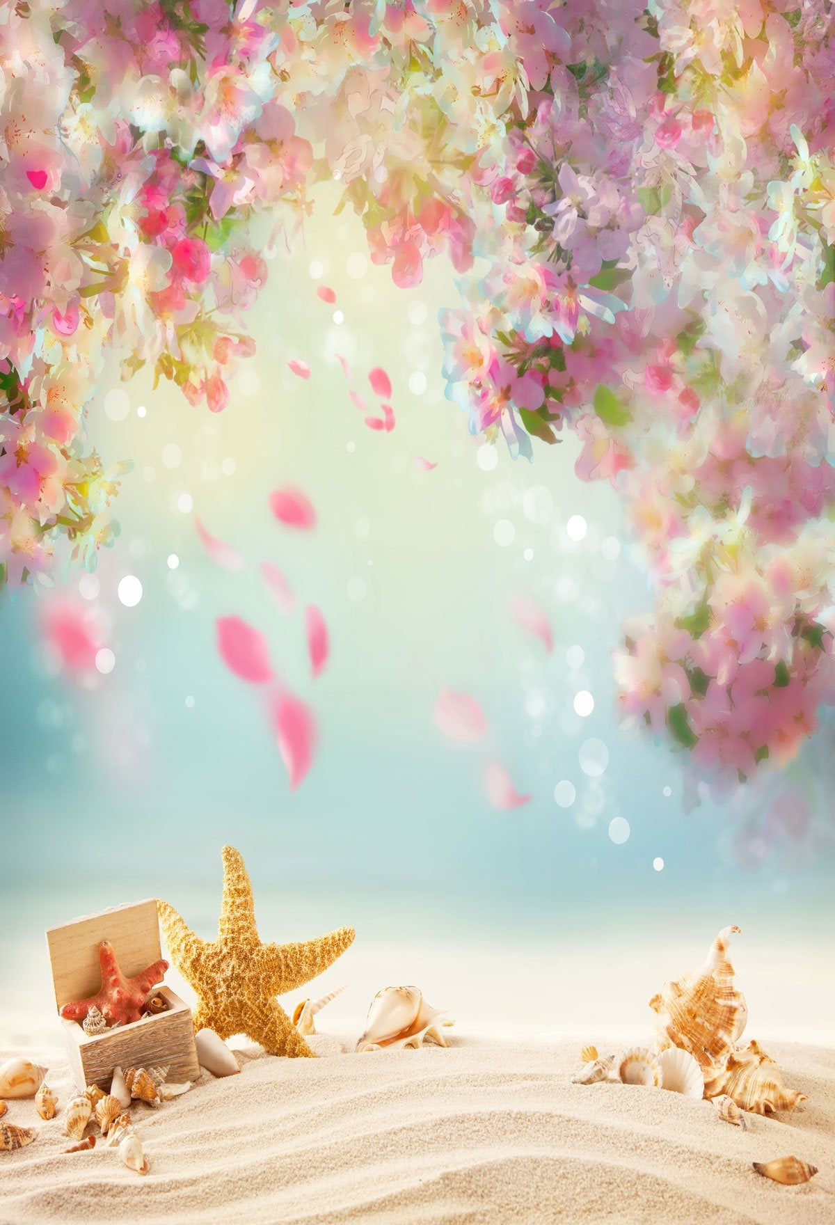 Chiefbackdrop™ Painting Flowers Background Sand under the Sea Backdorp Photography Backdrops