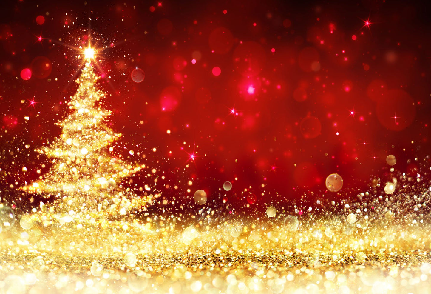 Chiefbackdrop™ Red And Golden Bokeh Backdrops Christmas Tree Background