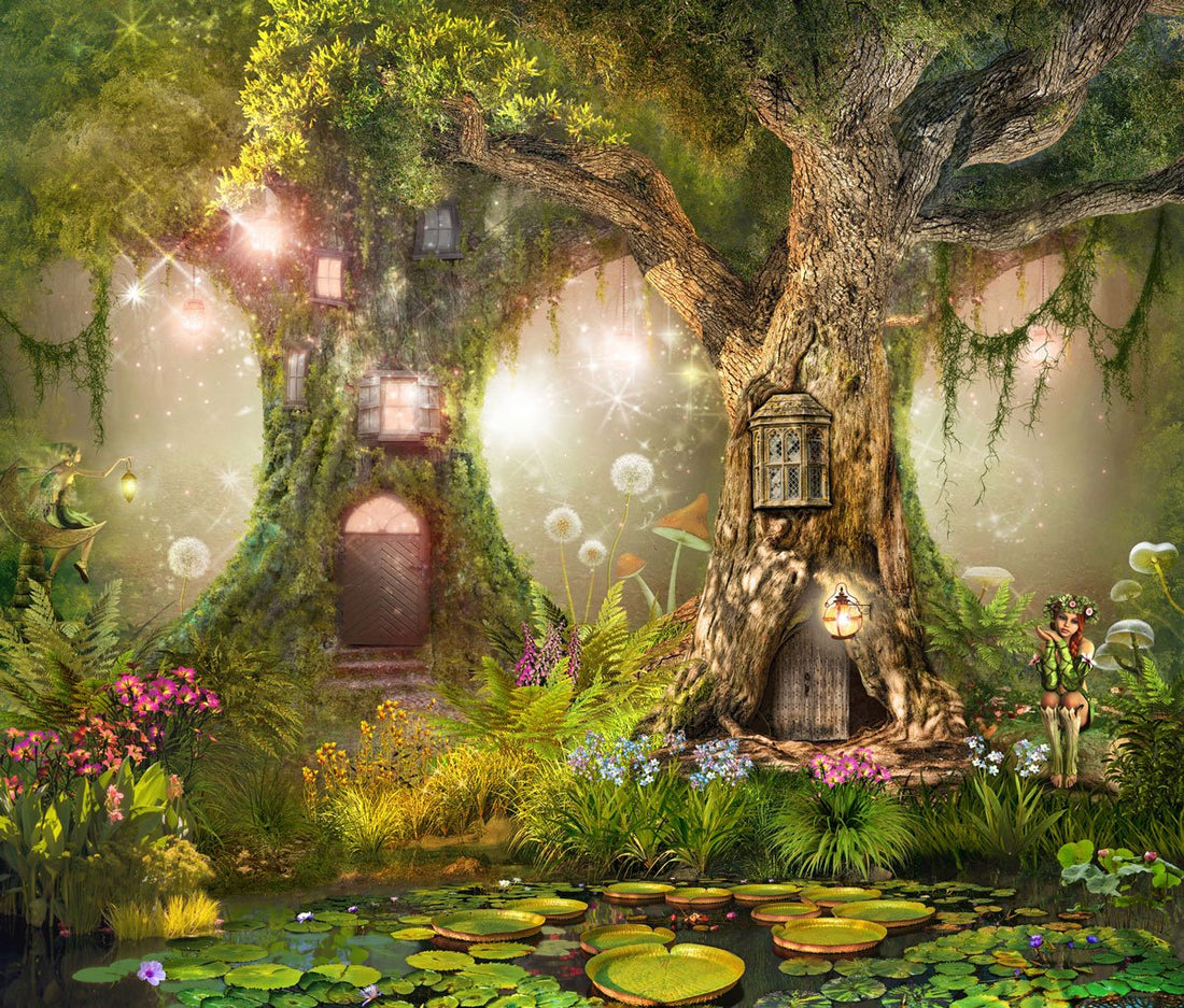 Enchanted green forest photography backdrop for fantasy portrait inspiration