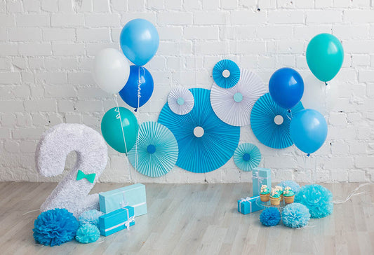 Chiefbackdrop™ 2-year-old Blue Balloons Background Baby Shower Backdrop for Pitures