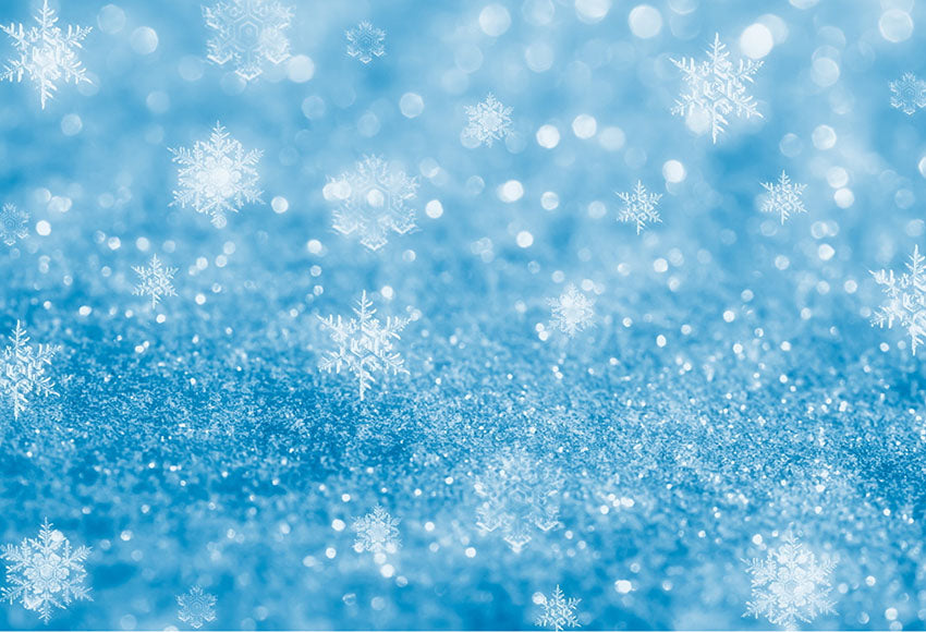 Chiefbackdrop™ Blue White Glitter Snow Flower Winter Christmas Backdrops