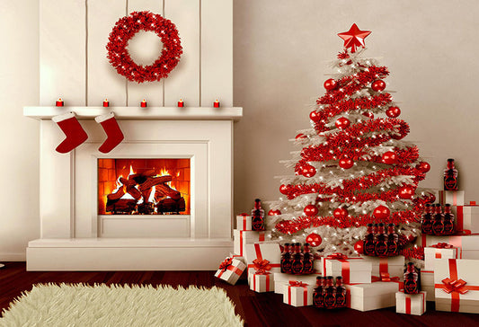 Chiefbackdrop™ Beautiful Christmas Wreath Tree Background Portrait Backdrops for Family