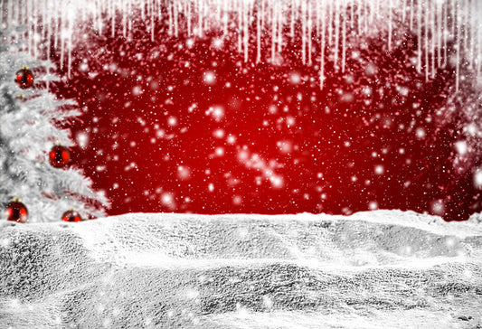 Chiefbackdrop™ Bokeh Ice and Snow Background Christmas Red Backdrops for Portrait