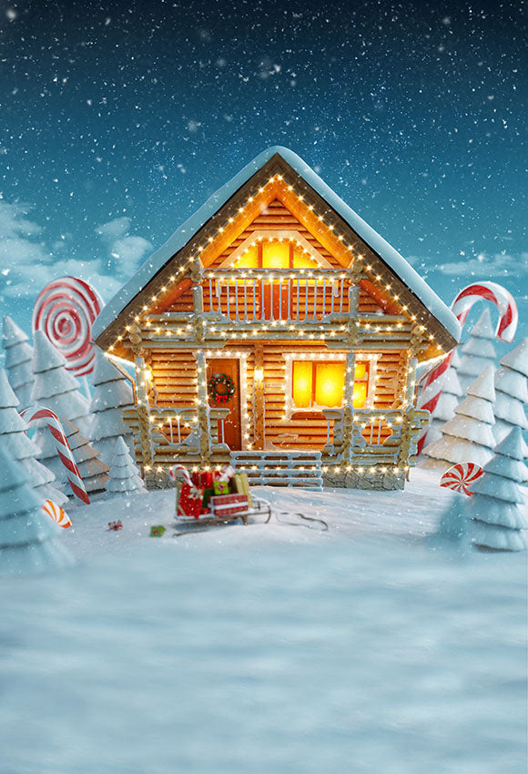 Chiefbackdrop™ Cartoon Ice House Background Christmas Backdrop for Children Portrait