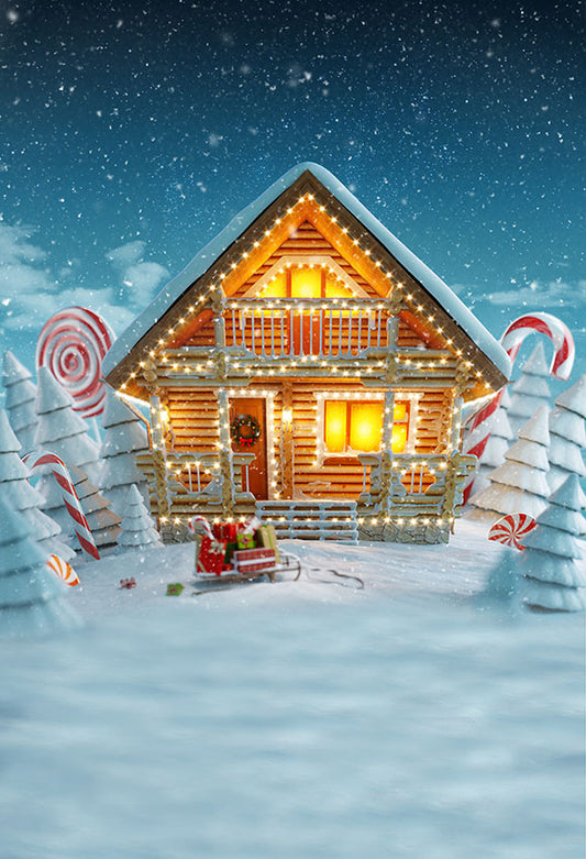 Chiefbackdrop™ Cartoon Ice House Background Christmas Backdrop for Children Portrait