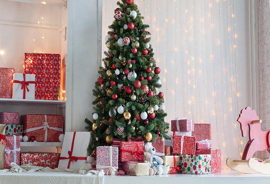 Chiefbackdrop™ Exquisite Christmas Tree with Present Boxes Background Festival Portrait Backdrops