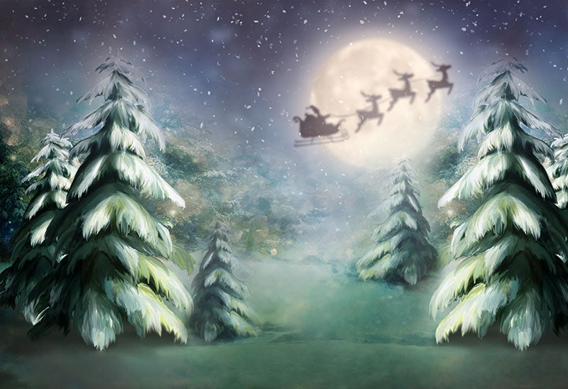 Chiefbackdrop™ Santa in the Moonligh Christmas Backdrops G-1198