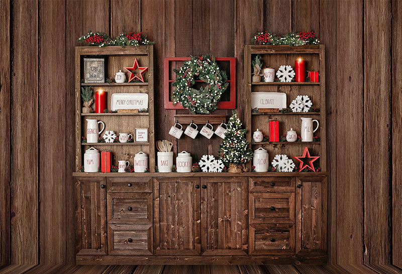 Chiefbackdrop™ Wooden Closet Decorated with Christmas Background G-1183