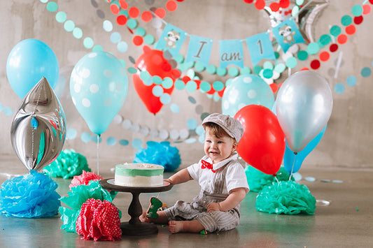 Chiefbackdrop™ I Am One 1st Birthday Banner Balloons Set Background Birthday Backdrops