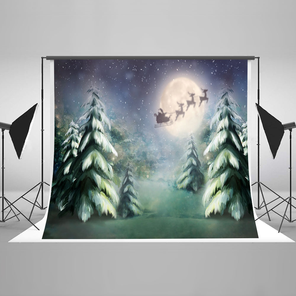 Chiefbackdrop™ Santa in the Moonligh Christmas Backdrops