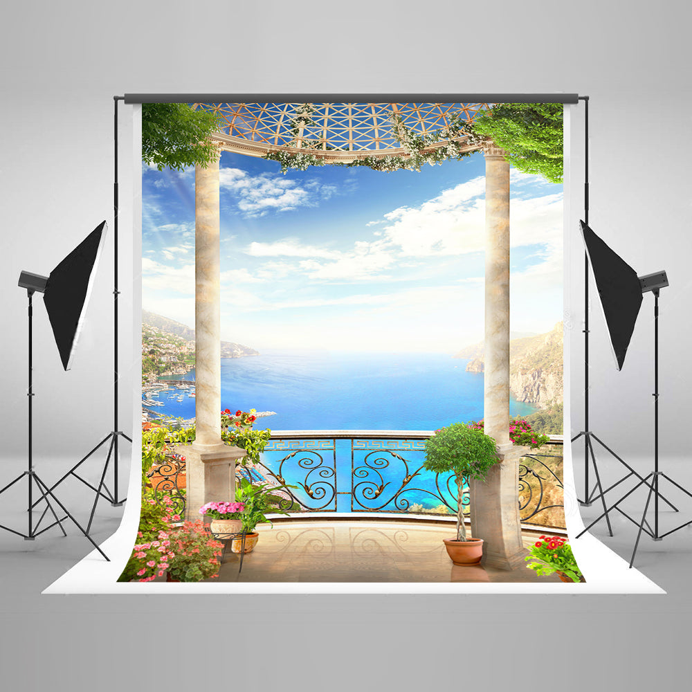 Balcony Garden Background Scenic Backdrop For Photography | Chiefbackdrop
