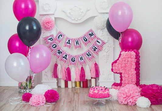Chiefbackdrop™ Pink Balloon And Cake Background Photography Backdrops For Children