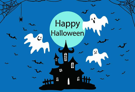 Black Silhouette Castle With Cute Ghosts Halloween Decorations For Baby