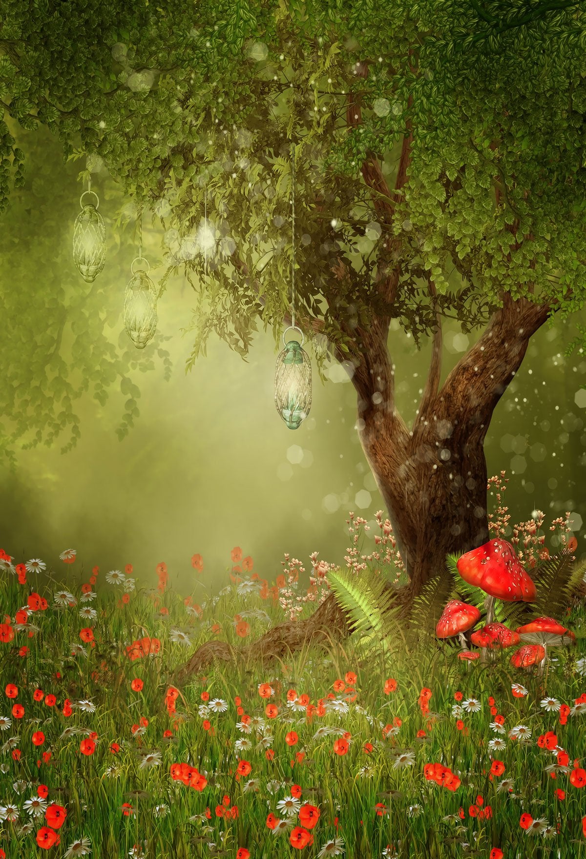 Fairy Tale World With Flowers Backgound Spring Backdrops Portrait Backdrops | Chiefbackdrop