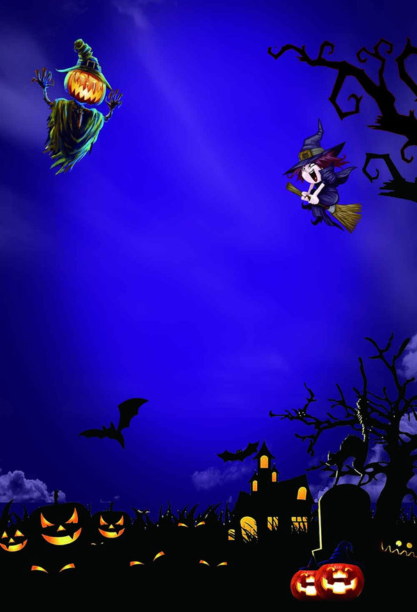 Floating Wizard And Black Silhouette Castles Background Halloween Back ...