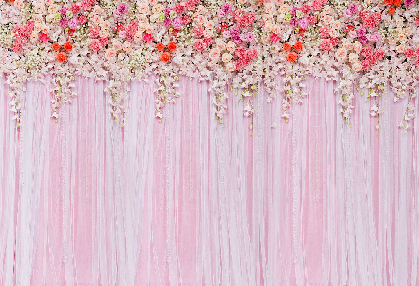 Flower Curtain Backdrop Pink Background Wedding Backdrops For Photography | Chiefbackdrop