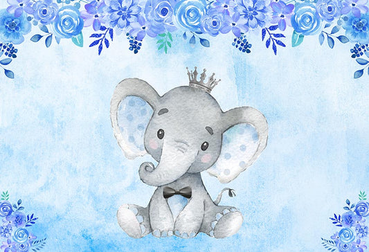 Elephant Princess Baby Shower Backdrop Girl