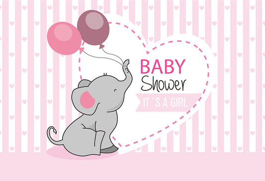 Chiefbackdrop™ Pink Flying Elephant Baby Shower Backdrop Children Photo 的副本