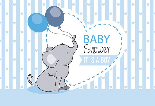 Chiefbackdrop™ Blue Flying Elephant Baby Shower Backdrop For Boy Children Photoshoot