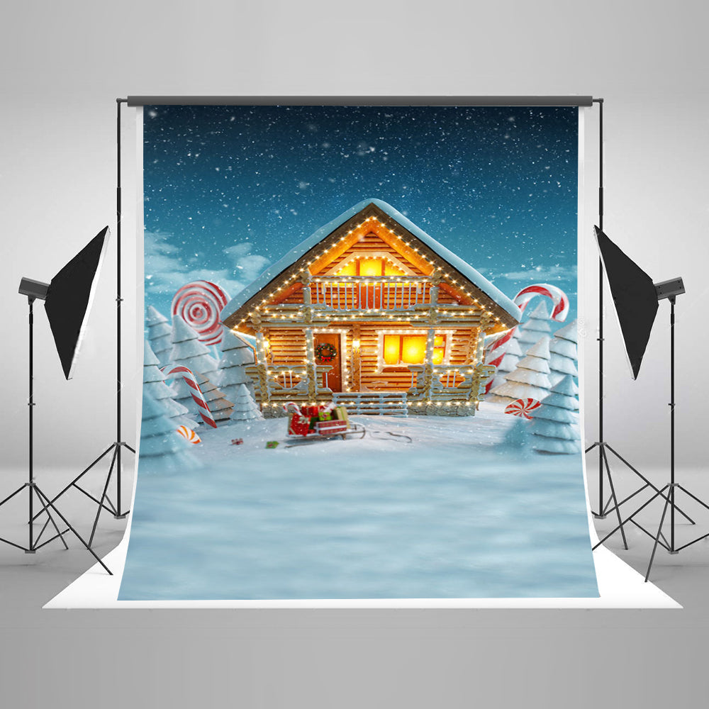 Chiefbackdrop™ Cartoon Ice House Background Christmas Backdrop for Children Portrait