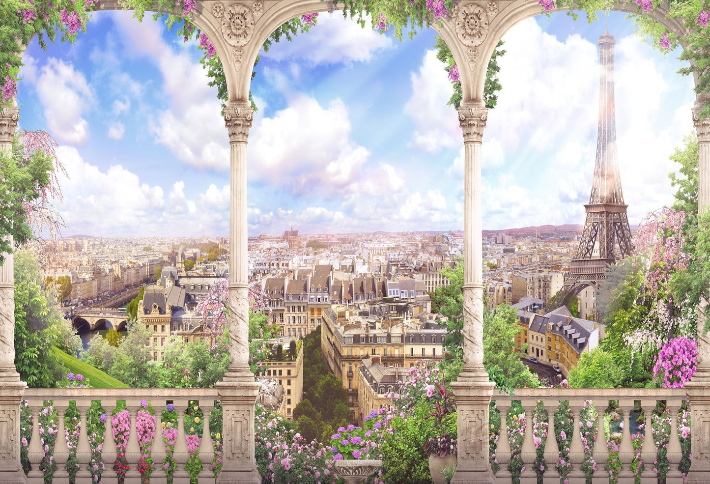 Paris City Background Painting Backdrops Scenic Backdrops | Chiefbackdrop