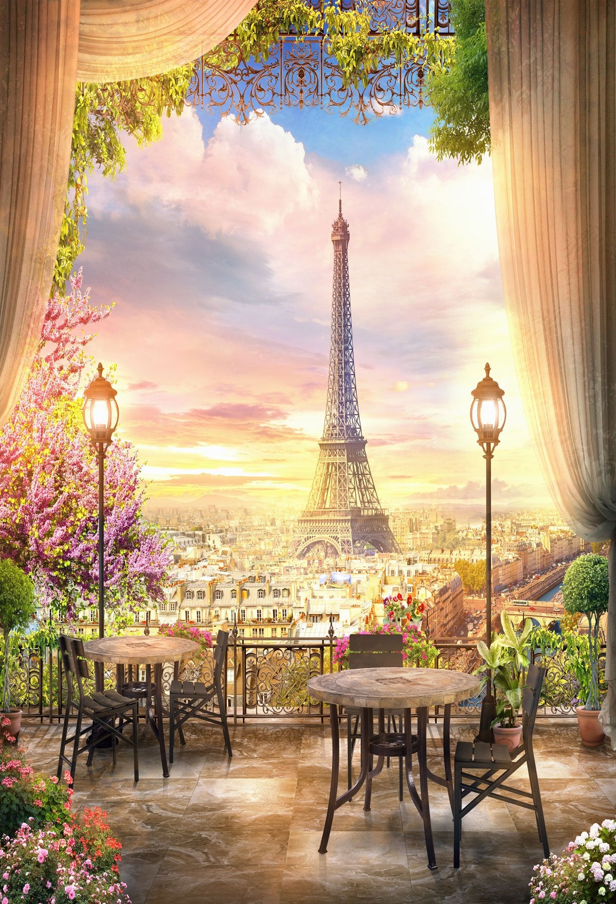 Paris City Vision Background Sunset Backdrop For Photography | Chiefbackdrop